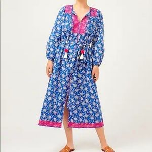 J Crew Belted Tunic Dress in Night Sky Block Print